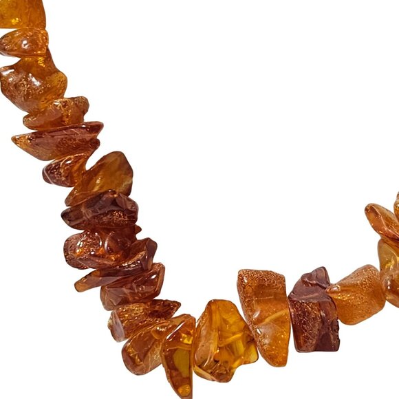 Amber Chip Chunky Statement Necklace Orange Boho Spiritual Healing Jewelry - Picture 2 of 5